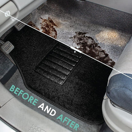 FH Group F14406BLACK Black Carpet Floor Mat with Drivers Heel Pad (3 Row Premium Great for SUVs and Minivans)