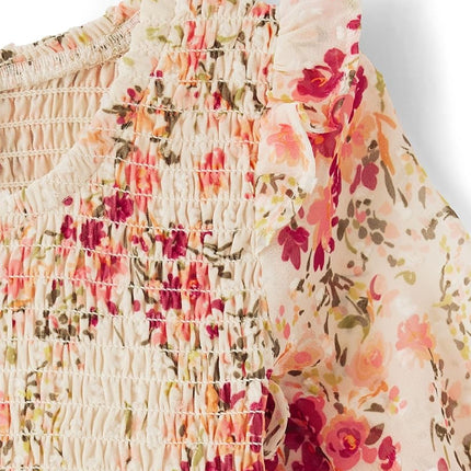 Gymboree Vestidos casuales estampados de manga corta para niñas y niñas pequeñas, Frappe de flores, 12