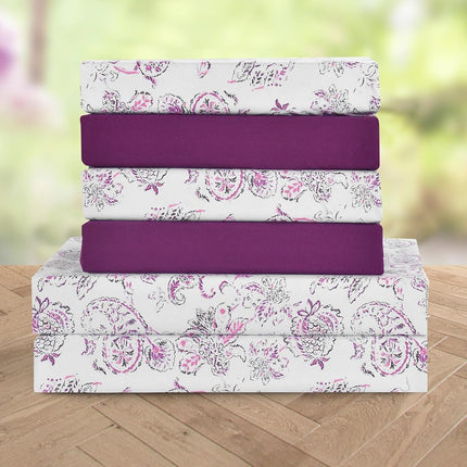 Elegant Comfort Luxury Soft Bed Sheets Paisley Pattern - 1500 Premium Hotel Quality Microfiber Softness Wrinkle and Fade Resistant (4-Piece) Bedding Set, Twin/Twin XL, Paisley Purple