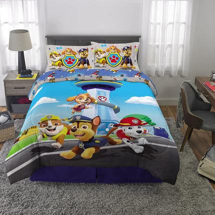 Franco Juego de cama infantil Paw Patrol, edredón supersuave y juego de sábanas, 5 piezas tamaño matrimonial (oficial) Nickelodeon, 99 x 190.5 cm