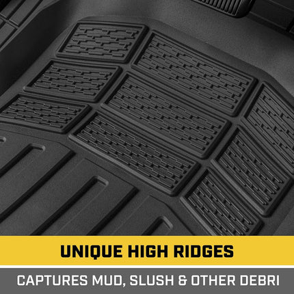 CAT Gray Car Floor Mats Full Set - Universal Heavy Duty Trim to Fit Floor Mats for Trucks - Car Mats & SUV Floor Liners for Car - All-Weather Truck Accessories & Odorless Rubber Automotive Floor Mats