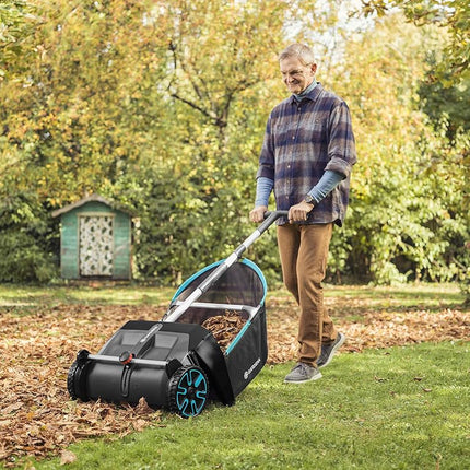 Gardena leaf and grass collector: Sweeping collector for the garden, with removable collection bag, rotating brush system, ergonomic handle, low noise (3565-20)