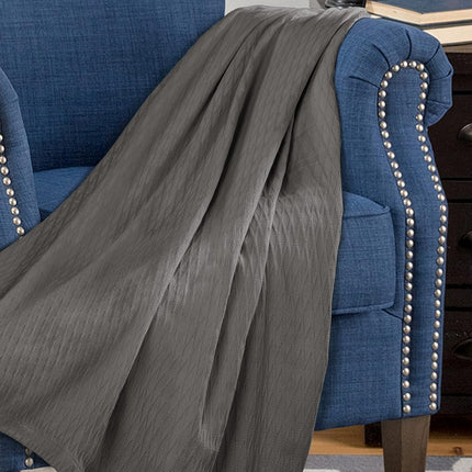 Superior 100% Cotton Thermal Blanket, Soft and Breathable Cotton for All Seasons, Bed Blanket and Oversized Throw Blanket with Luxurious Diamond Weave - Twin Size, Grey