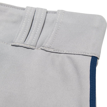 Champro Women's Tournament Low Rise Softball Pants with Side Traditional w/Braid, Grey, Navy Pipe, Medium