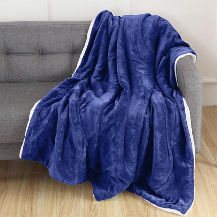 Elegant Comfort Reversible, Solid Sherpa Throw Bla