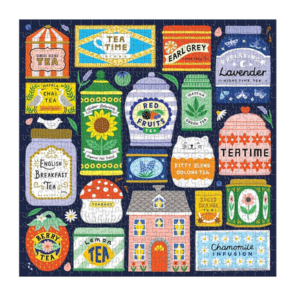 Galison Spot Of Tea – 500 Piece Jigsaw Puzzle Featuring Charming Illustrations Of A Variety Of Tea Packets From Around The World
