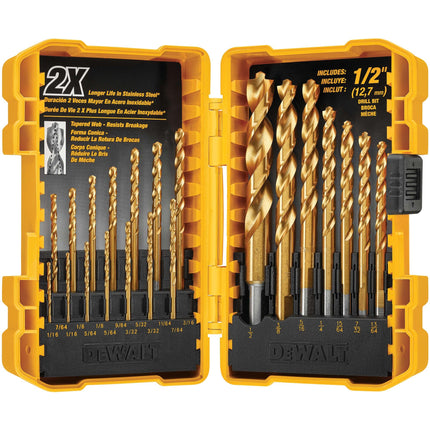 DEWALT (DW1361) Titanium Nitride Coated Drill Bit Set Pilot Tip 21 Piece