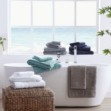 Nautica - Bath Towels, Highly Absorbent & Fade Resistant Bathroom Essentials, Oeko-Tex Certified (Oceane Navy, 6-Piece)
