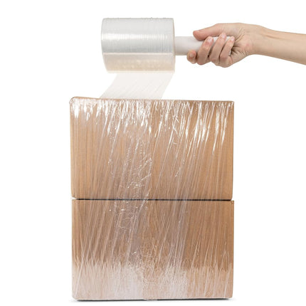 Sam Wrap (R) Film Estirable 5" x 1000' Rollo con Asa, Envoltura de Plástico Autoadherente Duradera Extra Gruesa de Calibre 80 para Mudanzas, Envoltura de Embalaje de Resistencia Industrial, Retráctil de Palés de Plástico Transparente (Paquete de 2)