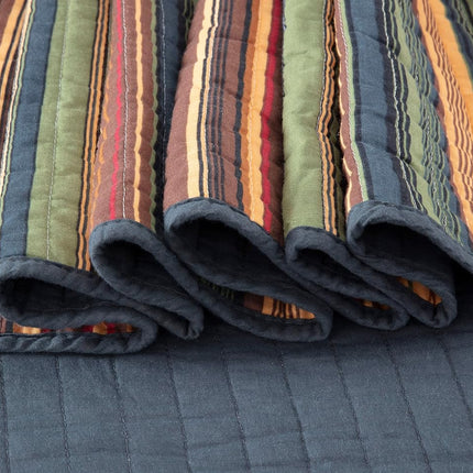Chezmoi Collection Avery 5-Piece Multi-Color Striped 100% Washed Cotton Quilt Set, Daybed Size
