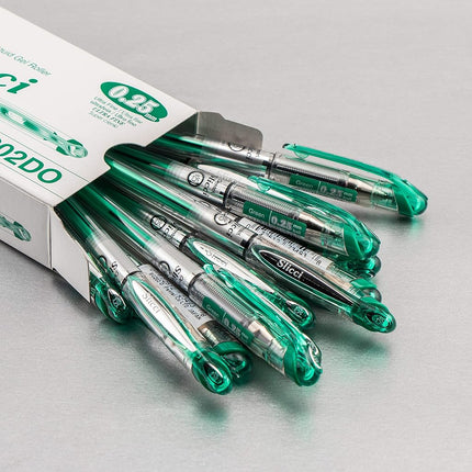 Pentel Arts Slicci 0.25 mm Extra Fine Gel Pen, Green Ink, Box of 12 (BG202-D) by Pentel