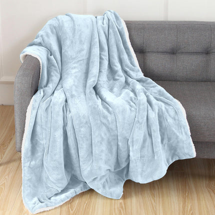 Jeté de lit élégant et confortable, réversible sherpa et flanelle, ultra-doux, duveteux, douillet et moelleux - Jeté de lit décoratif léger toutes saisons, 127 x 152 cm, Jeté uni en sherpa, Aqua