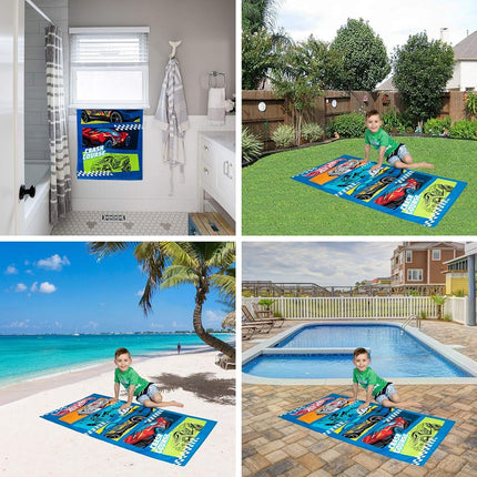 Serviette de bain/piscine/plage en coton super doux Franco Kids, 147 cm x 71 cm, Hot Wheels