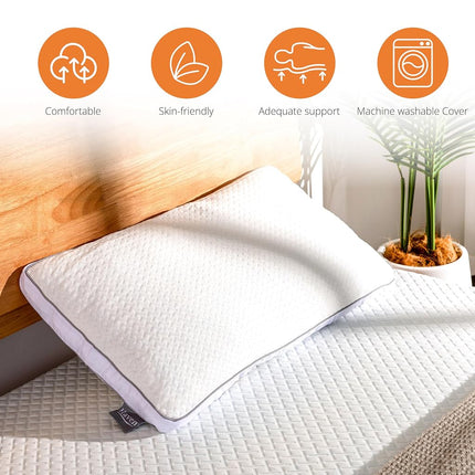 EGOHOME Shredded Memory Foam, Bed Sleeping Standard Side Back Stomach Sleepers, Neck Support Pillow with Washable Removable Cover, King(1PC), White 4 Pound