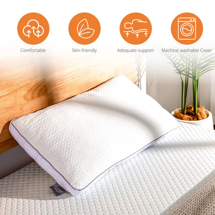 EGOHOME Shredded Memory Foam, Bed Sleeping Standard Side Back Stomach Sleepers, Neck Support Pillow with Washable Removable Cover, King(1PC), White 4 Pound