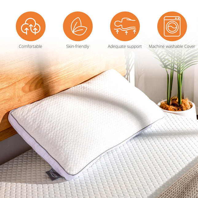 Almohadas de espuma viscoelástica triturada EGOHOME, almohadas de cama para dormir, almohada tamaño King para personas que duermen de lado, boca arriba o boca abajo, almohada de apoyo para el cuello con funda lavable y extraíble (32"x 20", 1 unidad)