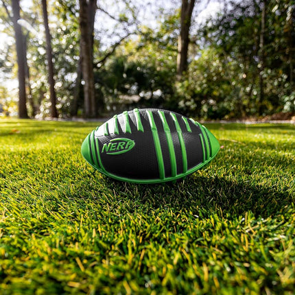 Nerf Weather Blitz Kids Foam Football - Green - 9" Inch Youth Sized Football - All Weather & Pool/Beach Ball - Easy-Grip Design - Indoor/Outdoor Use - 1 Count