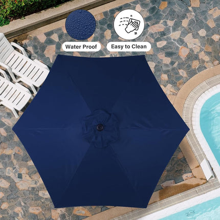 Simple Deluxe 7.5ft Patio Umbrella Outdoor Table Market Yard Umbrella with Push Button Tilt/Crank, 6 Sturdy Ribs for Garden, Deck, Backyard, Pool, Dark Blue