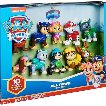 Paw Patrol, 10th Anniversary, All Paws On Deck Toy Figures Gift Pack with 10 Collectible Action Figures, Kids' Toys for Ages 3 and up