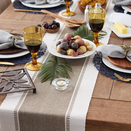 DII Dobby Stripe Woven Table Runner, 13 x 72-inch, Brown