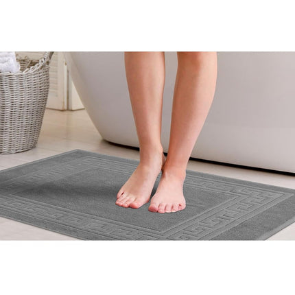 Tapis de bain de qualité supérieure SV 100 % coton peigné longues fibres, ensemble de 2 tapis de bain, argent