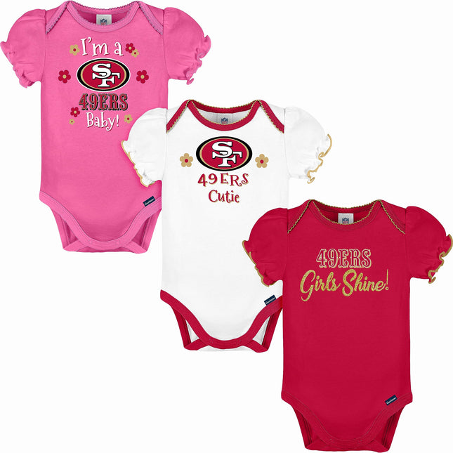 Gerber Baby Girl's NFL 3 Pack Short Sleeve Onesie 