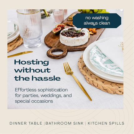Disposable Guest Towel Paper Napkin - Disposable Cloth-Like Guest Towels - Soft and Absorbent Tissue Paper for Kitchen, Bathroom, Party, Wedding, Or Event (Pack of 200)