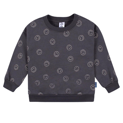 Gerber Baby Boys Toddler 2-piece Fleece Sweatshirt and Jogger Set, Charcoal Smiley, 5T