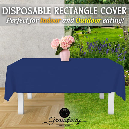 Navy Blue 12 Pack Premium Disposable Plastic Tablecloth 54 Inch. x 108 Inch. Rectangle Table Cover By Grandipity
