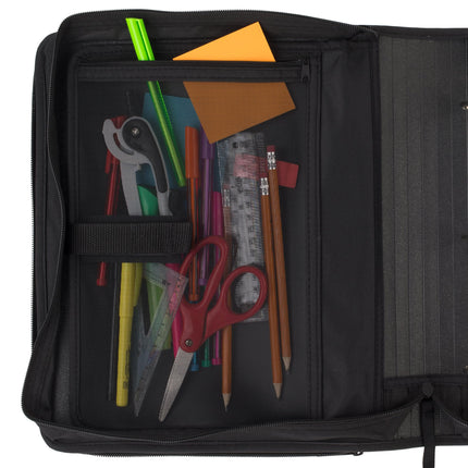 Five Star Zipper Binder, 2 Inch 3-Ring Binder for School, 6 Pocket Expanding File, 380 Sheet Capacity, Black (72536)