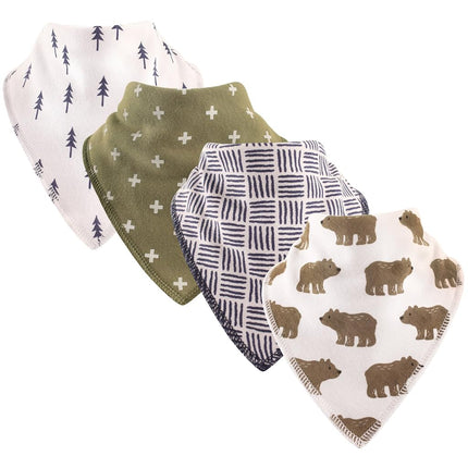 Hudson Baby Unisex Baby Cotton Fleece Bandana Bibs, Bear, One Size