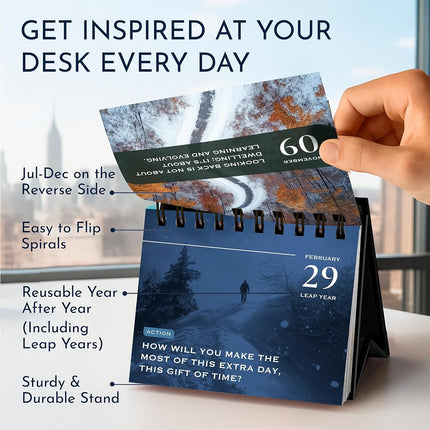 RYVE Motivational Quotes Desk Calendar – 366 Daily Reflections for Personal Growth – Office Accessories and Gifts for Men, Mindfulness Flip Calendar, Inspirational Desk Quote