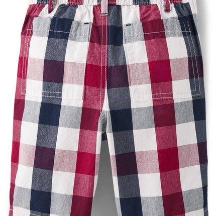 Gymboree Boys' and Toddler Pull on Shorts, Red/White/Blue Plaid, 12-18 Months