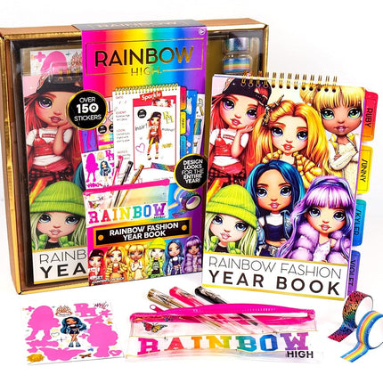 Rainbow High Rainbow Fashion Yearbook, libro de bocetos de diseño, colorea y crea looks elegantes, a partir de 6 años