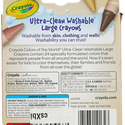 Crayola 24 Ct Large Ultra-Clean Washable Crayons, Colors of the World