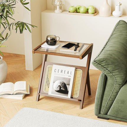 Bamworld Rattan Side Table Boho NightStand Mid Cen