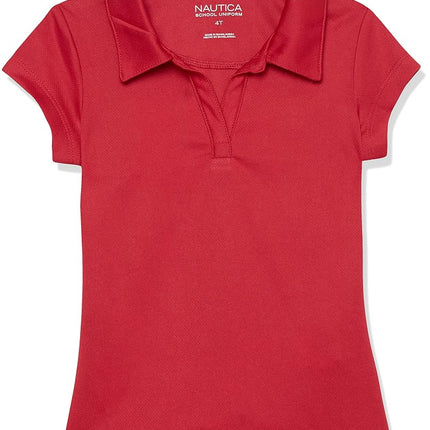 Nautica Girls' Big Short Sleeve Performance Polo, 