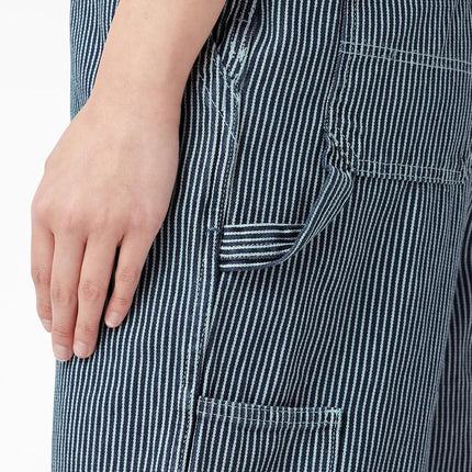 Dickies Women's Denim Bib Overall, Rinsed Hickory Stripe, X-Small