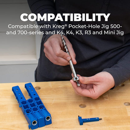 Kreg Easy-Set Pocket-Hole Drill Bit with Stop Collar & Gauge/Hex Wrench, KPHA308