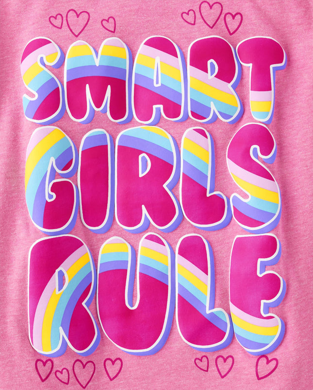The Children's Place Girls' Trends,Icons Short Sleeve Graphic T-Shirts,multipacks, Smart Girl/Smile/Peace/Power, X-Small