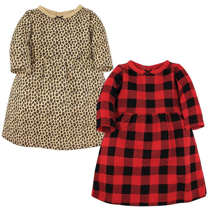Hudson Baby Robes en coton pour bébés filles, à carreaux de buffle et léopard, 12-18 mois