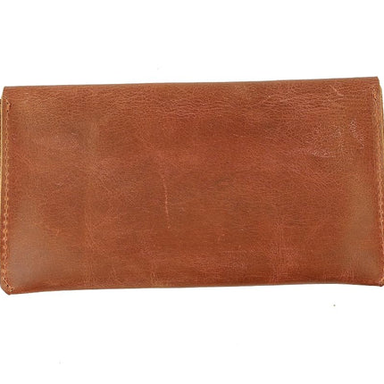 TheAntiq Leather Currency Pouch Wallet, Full Grain Money Organizer with Zipper Coin Pocket & Mobile Holder, Slim Travel Cash Envelope for Men & Women – Tan 8x4