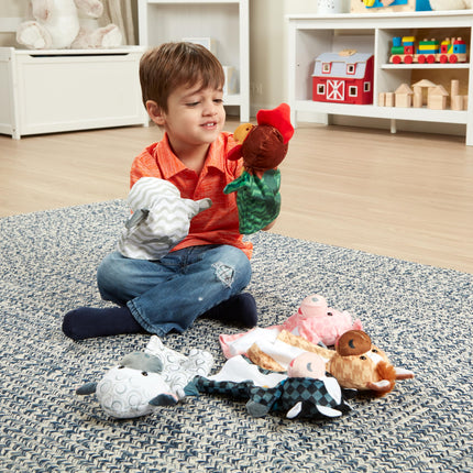 Marionetas de mano Barn Buddies de Melissa & Doug, juego de 6 (vaca, oveja, caballo, pato, gallina, cerdo)