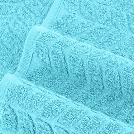 Elegant Comfort Luxury 6-Piece 100% Turkish Cotton Jacquard Braided Textured Premium Hotel Quality Towel Set– Soft and Absorbent, Includes 2 Bath Towels, 2 Hand Towels and 2 Washcloths, Aqua