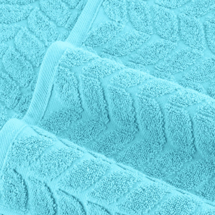 Elegant Comfort Luxury 6-Piece 100% Turkish Cotton Jacquard Braided Textured Premium Hotel Quality Towel Set– Soft and Absorbent, Includes 2 Bath Towels, 2 Hand Towels and 2 Washcloths, Aqua