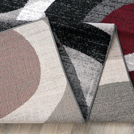 Rugshop Abstract Circles Contemporary High Traffic Round Rug Red 6'6"