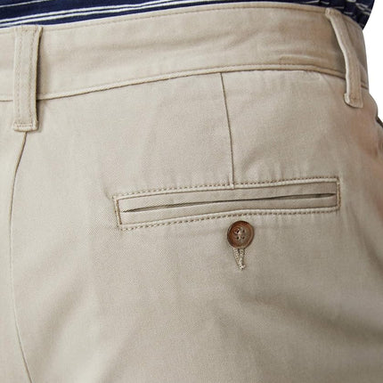 Nautica Men's Classic Fit Flat Front Stretch Solid Chino Deck Pant Business Casual, True Khaki, 36W x 30L