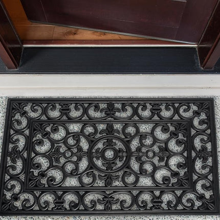 DII Modern Indoor/Outdoor Easy Clean Rubber Entry Way Doormat for Patio, Front Door, All Weather Exterior Doors, 18 x 30 - Scroll