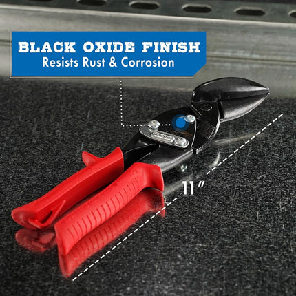Midwest Tool & Cutlery Blackout Series Aviation Snip Set - Left and Right Cut Regular Tin Cutting Shears with Forged Blades & KUSH'N-POWER Comfort Grips - MWT-6510CO-NP