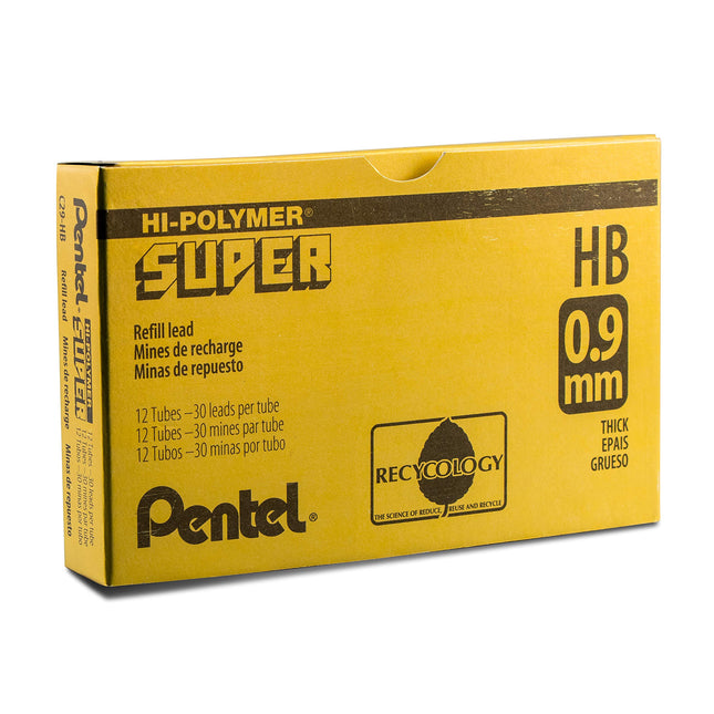 Pentel Super Hi-Polymer Lead, 0.9 mm, Medium, HB, 